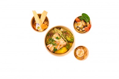 Pavé de saumon, sucrine...